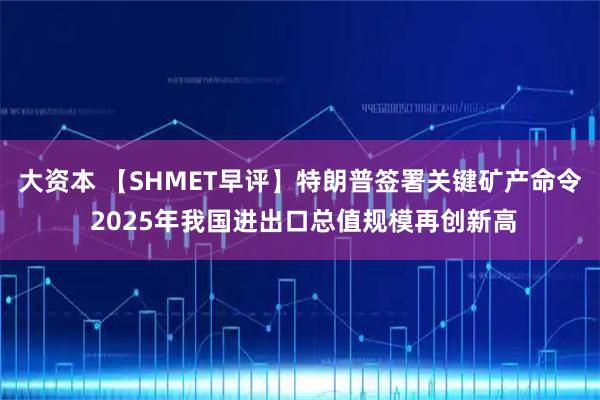 大资本 【SHMET早评】特朗普签署关键矿产命令 2025年我国进出口总值规模再创新高